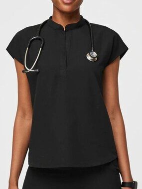 FIGS Technical Rafaela Oversized Scrub Top Black L